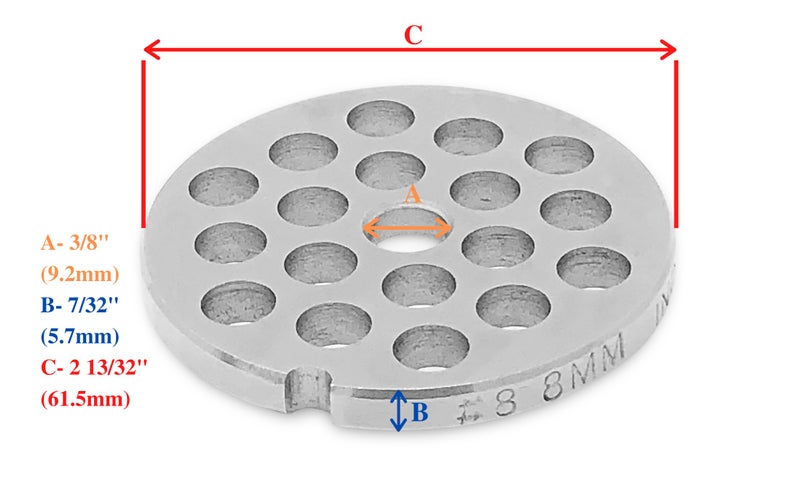 Tesor #8 Stainless Steel Replacement Plate Disc Blade for Meat Grinder (5/16") - Image 3